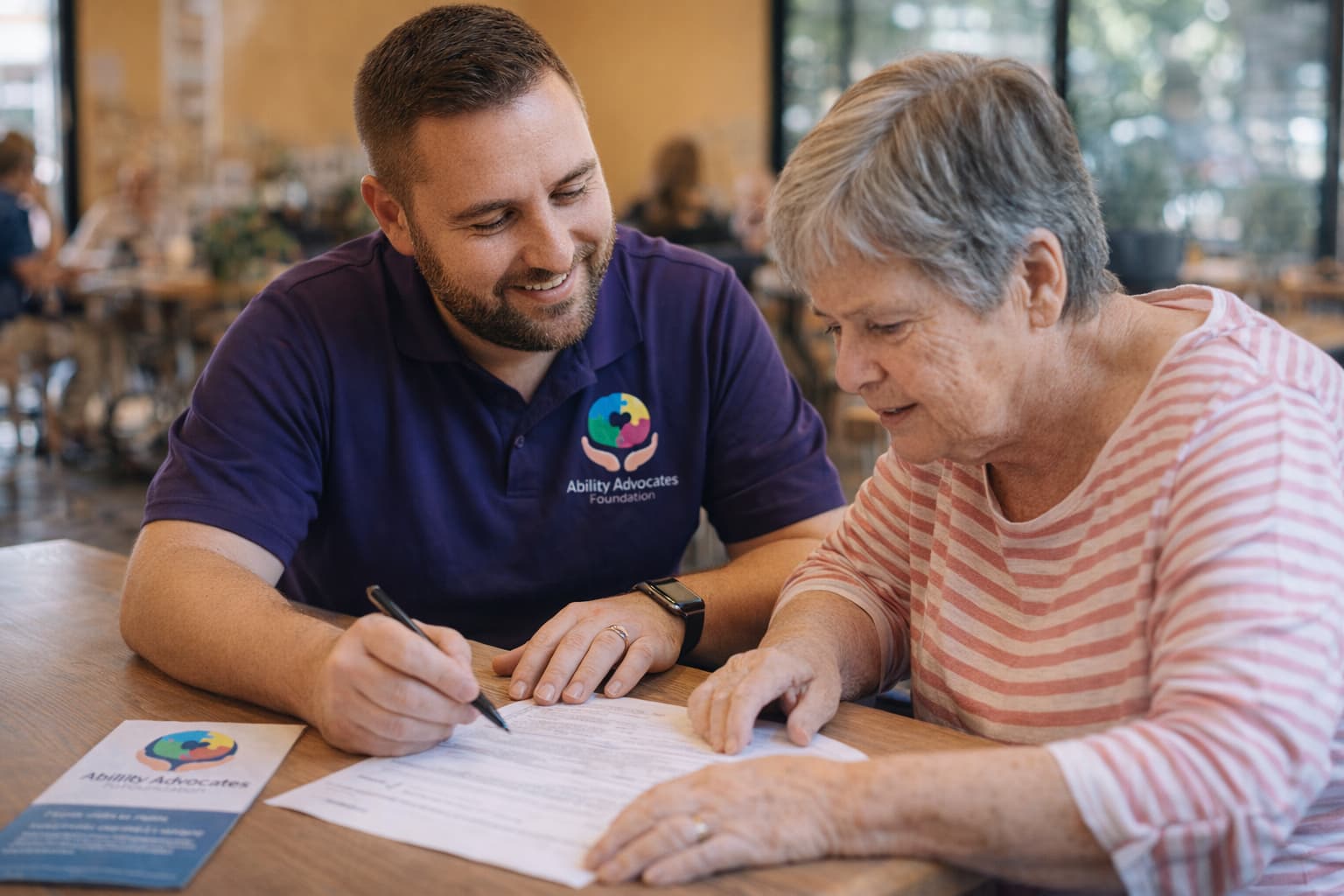 Ability Advocates Foundation advocate helping person with disability navigate services